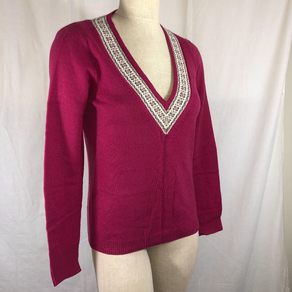 J Crew Factory Pink V-Neck Wool Sweater M